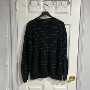 Nautica Black and Gray Striped Long-Sleeve
